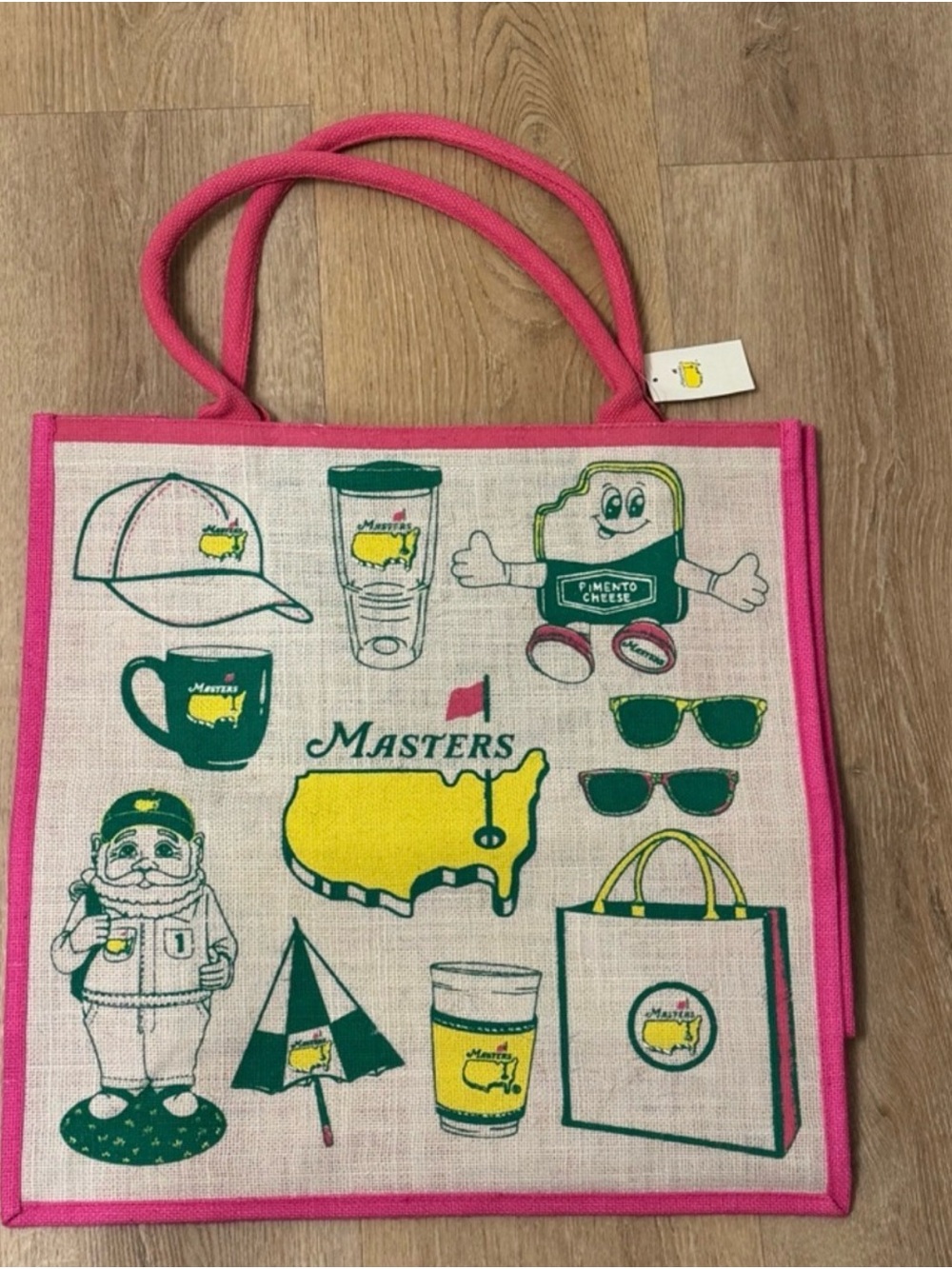 Masters Tournament Tote Bag in Pink, Yellow & Green